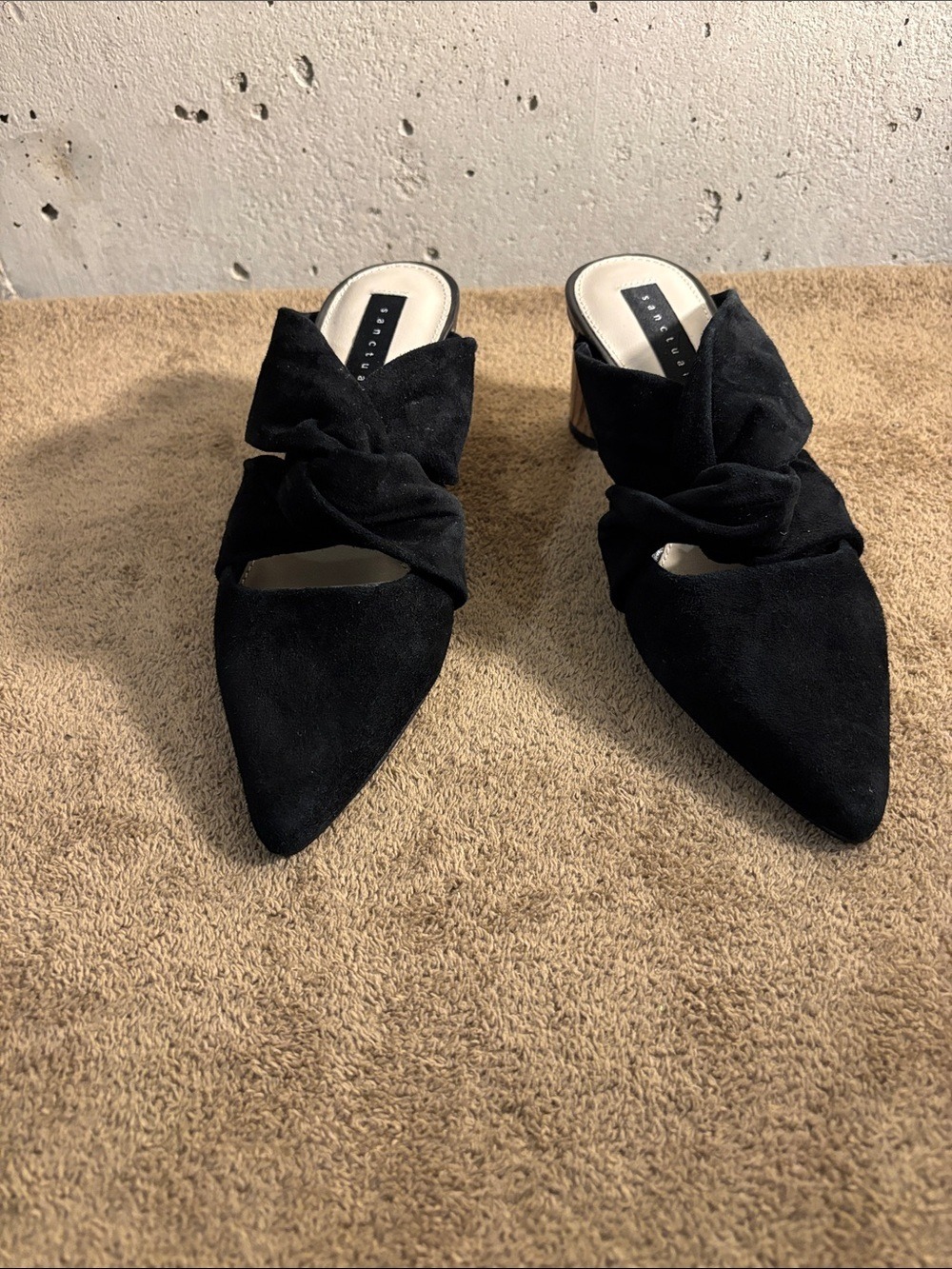 Sanctuary Sunset Black Knotted Pointed-Toe Mule Heels - - Picture 3 of 9